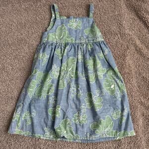 Reyn Spooner Girls Aloha Hibiscus Flower Dress Blue Green Limited Issue Size 6